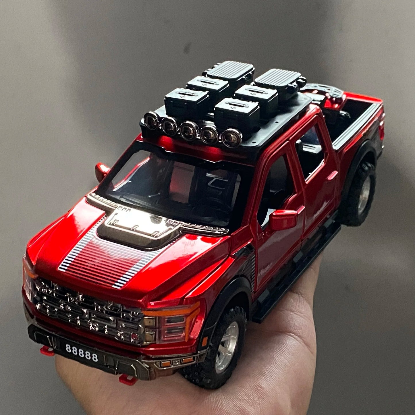 1:24 F150 Off Road Pickup Truck Alloy Diecast Metal Model Sound & Light Pull Back Toy Trendy Display Birthday Present For Friend