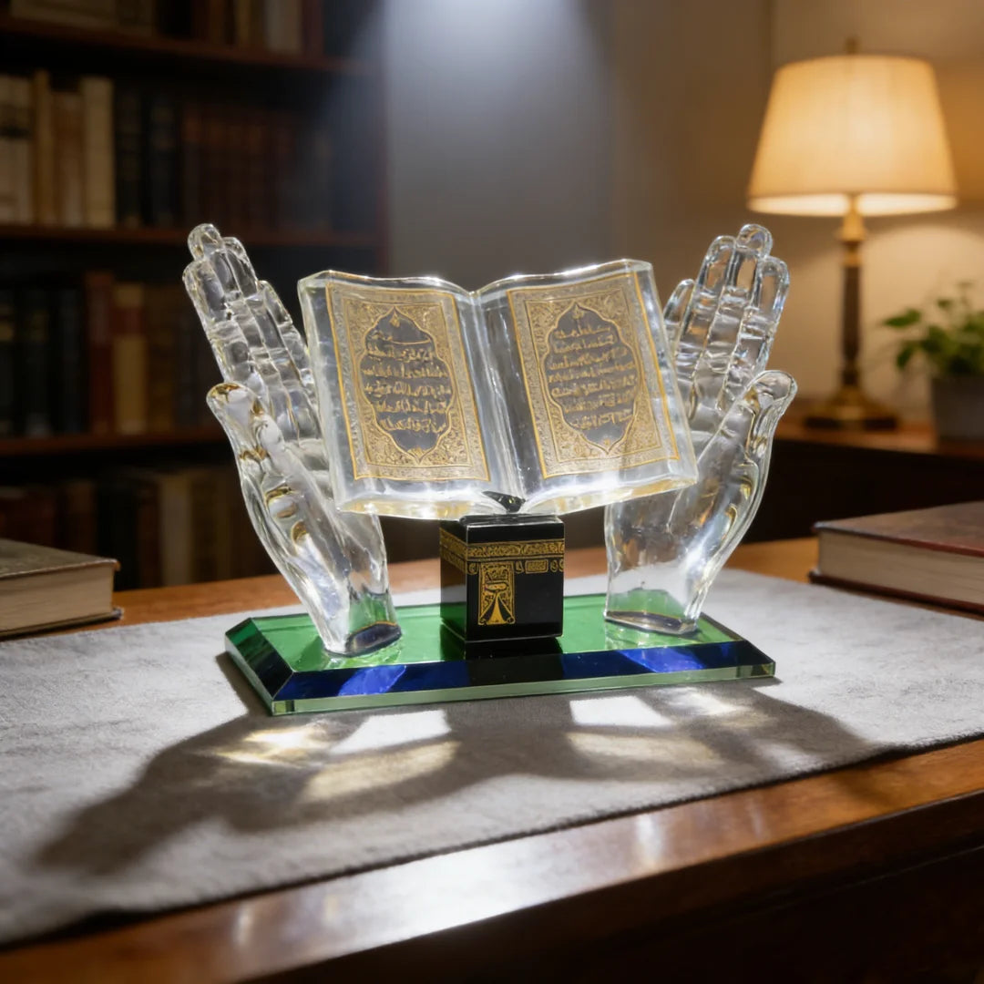 Islamic Decor Model Muslim Crystal Gilded Kaaba Model Architecture Handicraft Crystal Figurines for Car Home Desktop Decoration