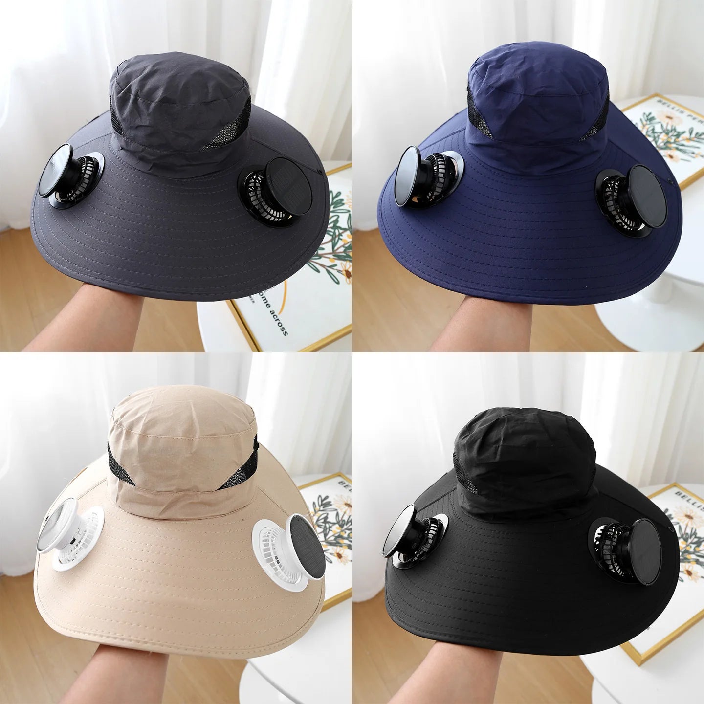Wide Brim Sun Hat With Solar Powered Fan