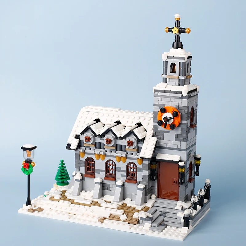 Christmas Village House Building Blocks Sleigh Reindeer Tree Present Car Wreath Fireplace Gingerbread Man Bricks Toys  Gift