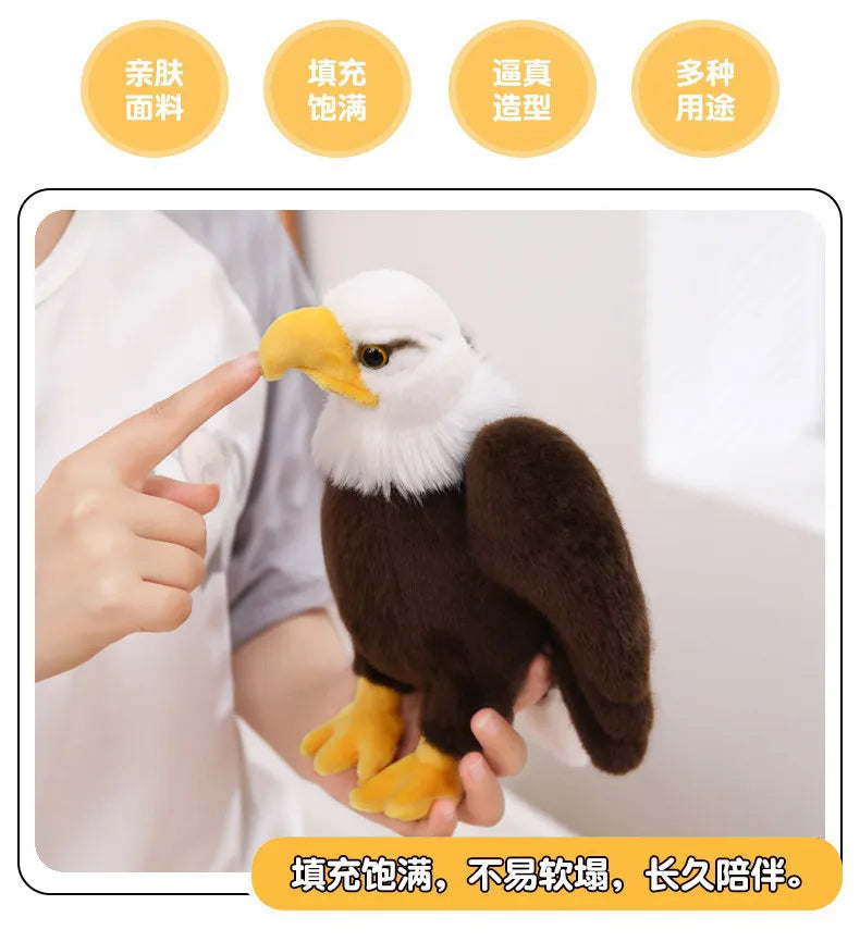 White Headed Eagle Plush Stuffed Animal Realistic Bird Model