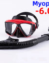 Optical Myopia Snorkel Set Diving Mask Nearsighted Swimming Goggles Short Sighted Panoramic Wide View Adults Youth -1.0To-6.0