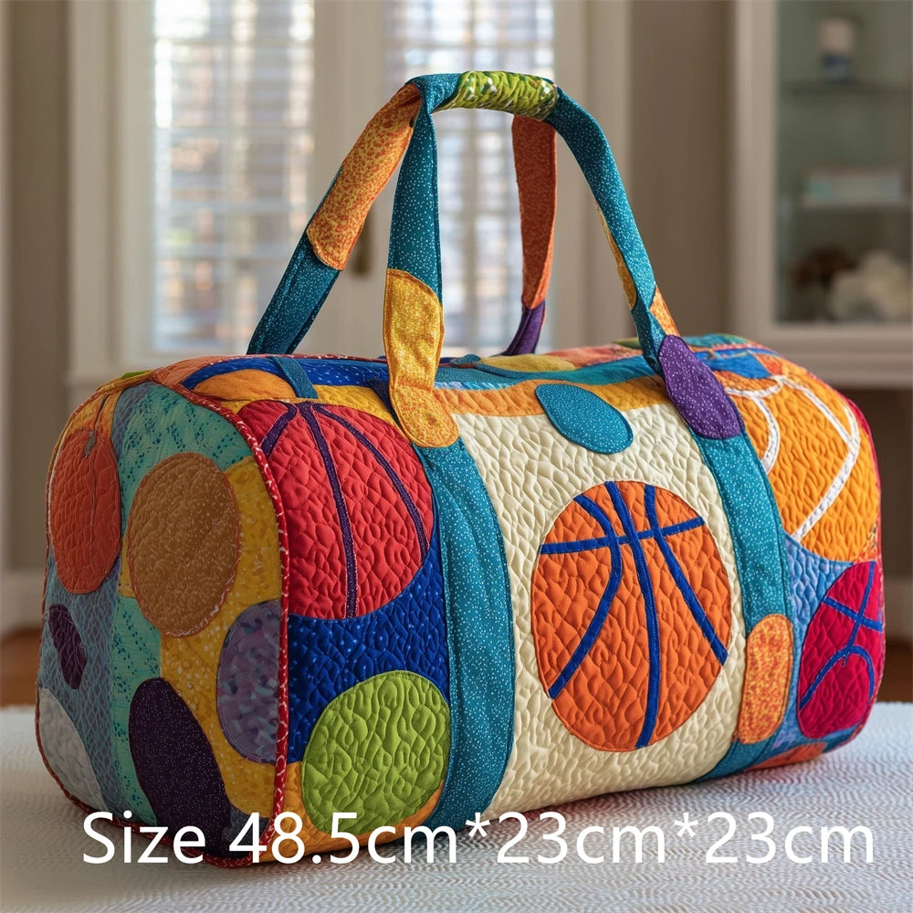 Basketball 3D Printed Quilted Duffel Bag Large Capacity Sport Travel Gym Bag Weekender Overnight Bag for Unisex Basketball Fans