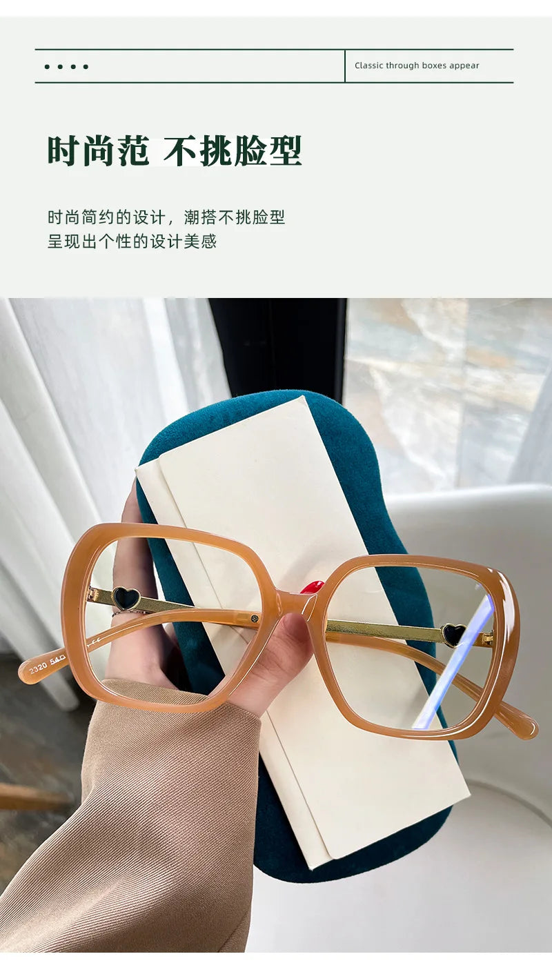 Big Size Woman Eyeglasses Ultra light TR90 White Eyewear Square Full Frame Optical Prescription Frames