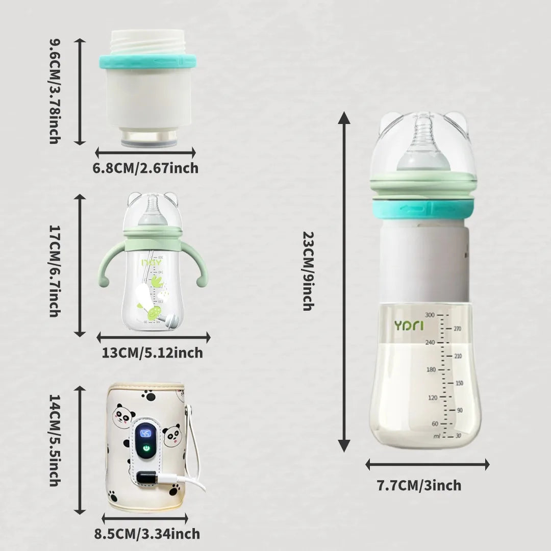 Baby bottle set children outdoor portable insulation 300 ml bottle milk warmer water powder separation fast milk patented design