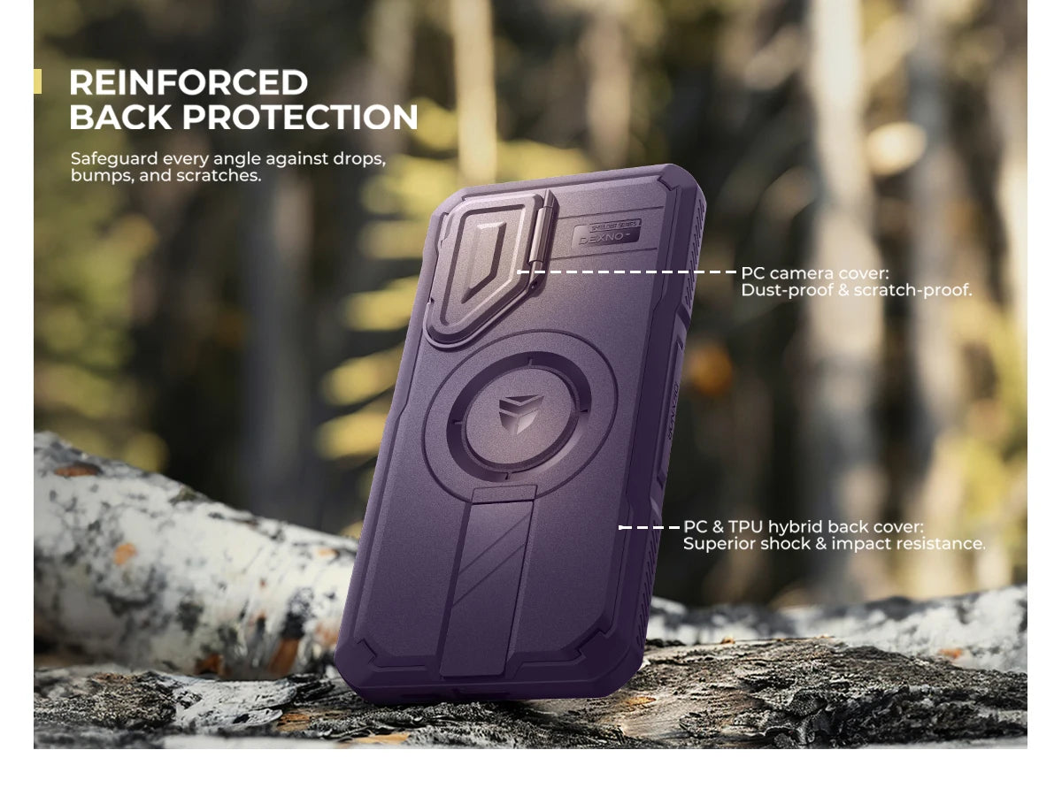 For Samsung Galaxy S25/S25 Plus/S25 Ultra Shockproof Case with Built-in Sliding Camera Cover Built-in Screen Protector Kickstand