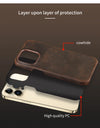 for Magsafe Case for iPhone 15 16 Pro Max 16Pro Retro Luxury Full Grain Cowhide Genuine Oiled PULL-UP Leather Magnetic Cover