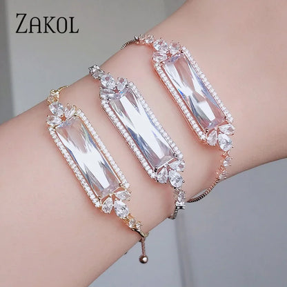 Big Baguette Zirconia Adjustable Bracelet