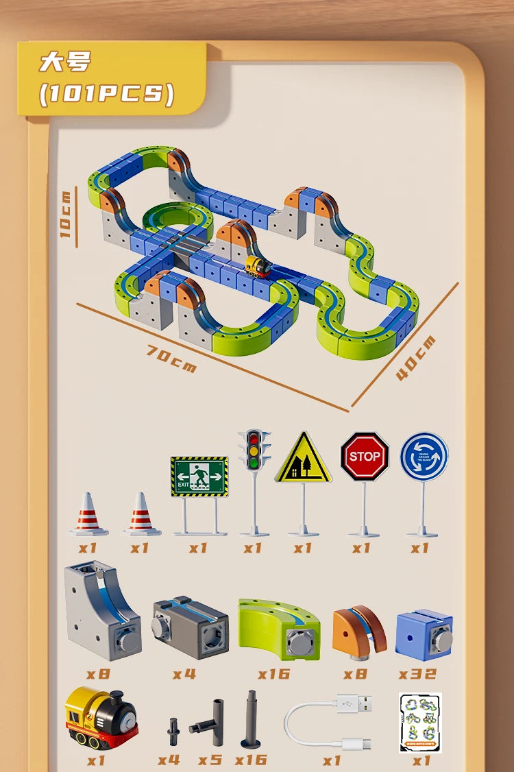 Versatile megnetic Attraction megnetic Block Track Electric Small Train megnetic Car Car Railtrack Set Toy  Gifts