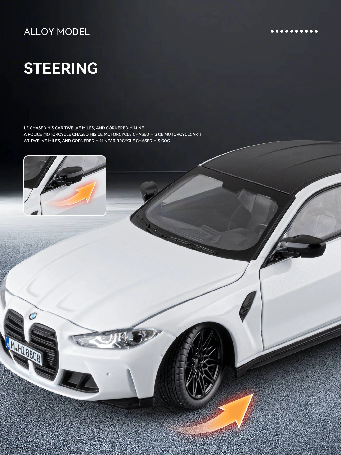 1 24 Scale BMW M4 G82 Supercar Diecast Pull Back Model Car with Sound and Light
