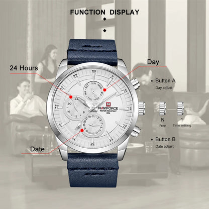 Luxury Waterproof 24 hour Date Quartz Watch Man Fashion Leather Sport Wrist Watch Men Clock