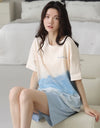 2-Pcs Women’s Cotton Pajama Set – Breathable Short Sleeve Summer Sleepwear with Cute Prints