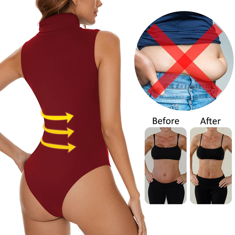 Women High Collar Sleeveless Bodysuit – Tummy Control & Butt Lifting Shapewear