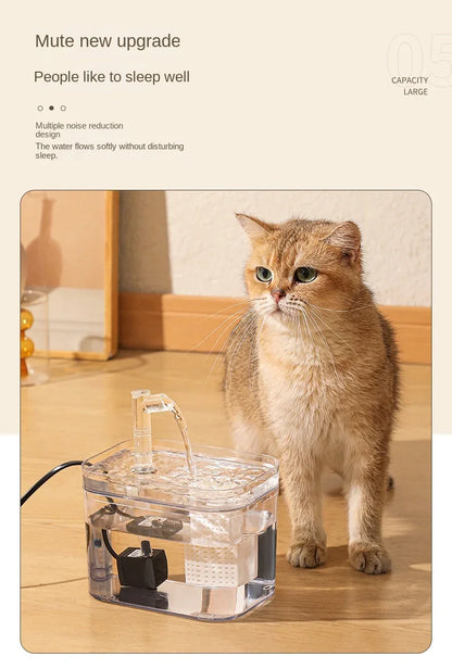 Automatic Pet Water Fountain Transparent USB Power Cat Water Dispenser 1500ml for Indoor Dog and Cat Water Feeding Supplies