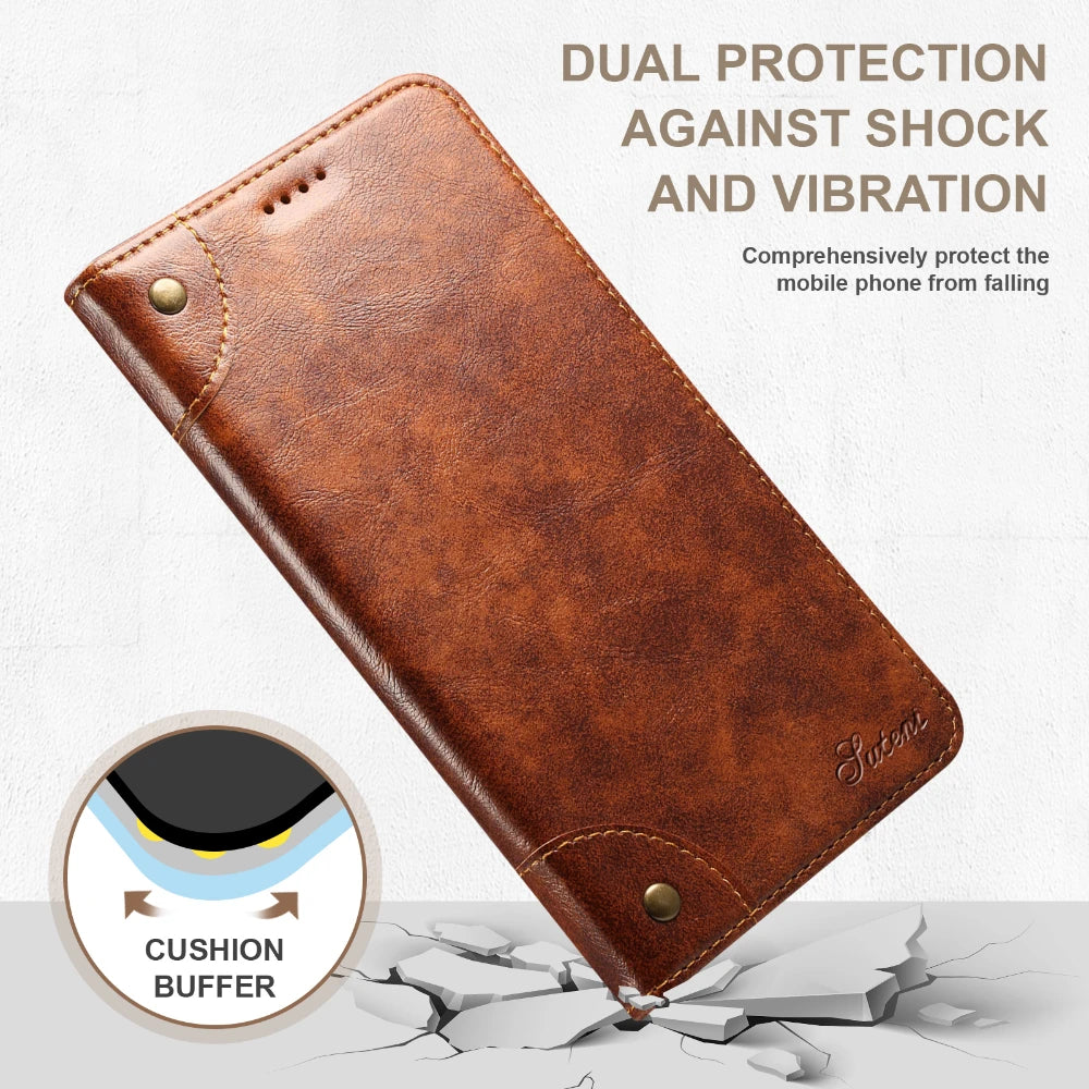 Flip Leather Wallet Phone Case for iPhone 16 15 Pro Max 16E 14 Plus with  Card Slot Holder Cover