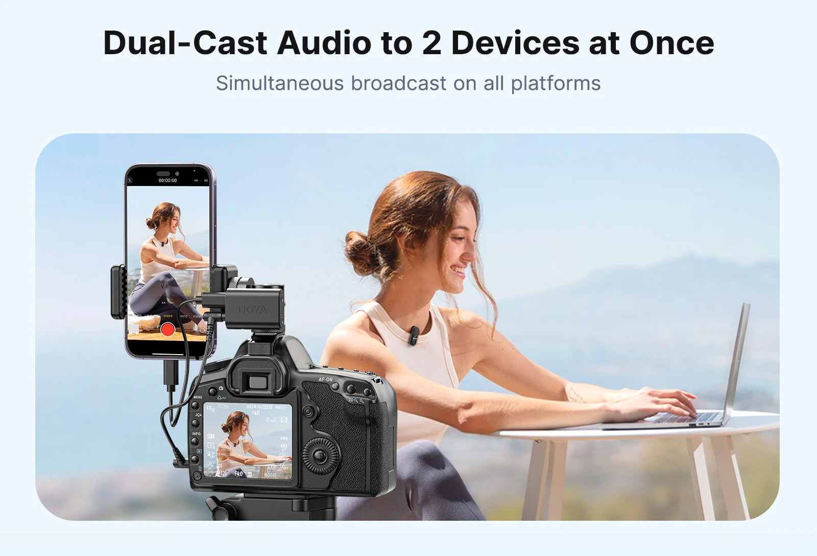 Magic Professional Wireless Lapel Microphone Shotgun/Desktop/Handheld Mic for iPhone Android Camera PC Video Recording