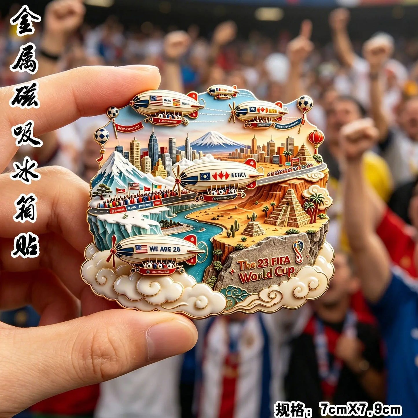 2026 Football Metal Fridge Magnet Soccer Fan Souvenir Home Decor