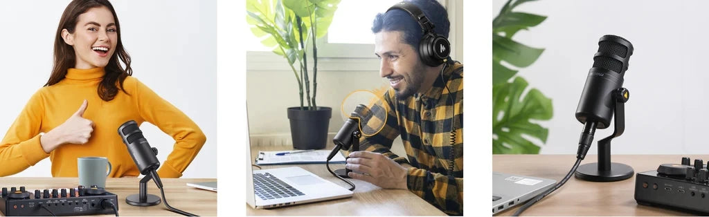 Dynamic XLR PC Microphone All Metal Gaming Broadcast Recording Streaming Works for Audio Interface Sound Card Mixer PD100