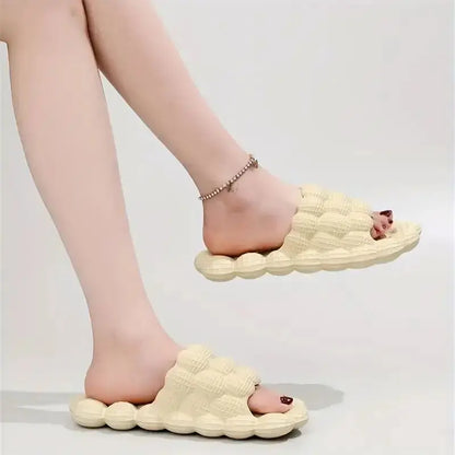 Massage Bubble Slides, Solid Color Non-slip Toe Slippers