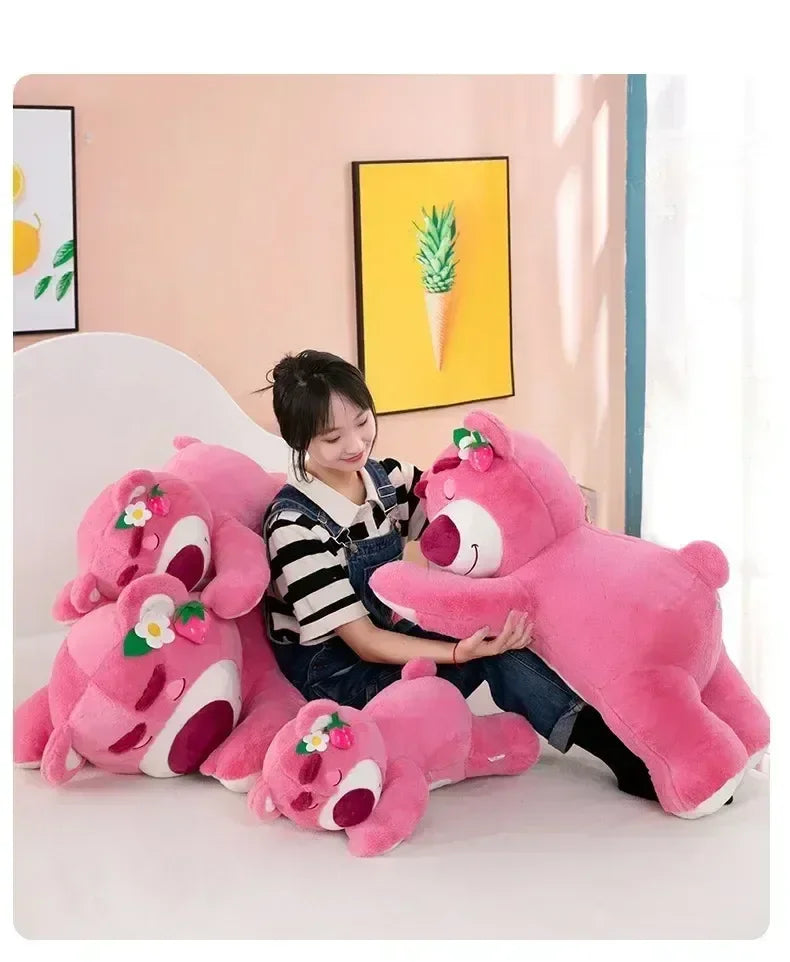 Disney Toy Story Lotso Cute Bear Strawberry Sofa Plush Pillow Stuffed Toys  Girls Friends Festivals Birthday Gift
