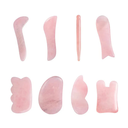 Natural Jade Gua sha Stone Board Massage Rose Quartz Guasha Plate Jade Face Massager Scrapers Tools for Face Neck Back Body