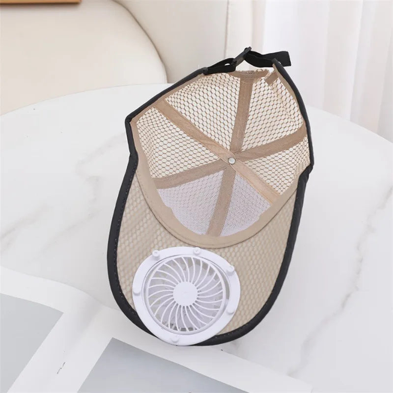 Mesh Solar Fan Baseball Cap With Adjustable Fit