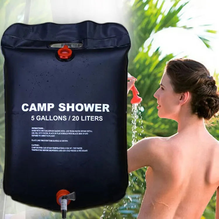 20L Portable Solar Heated Camping Shower Bag with Shower Head