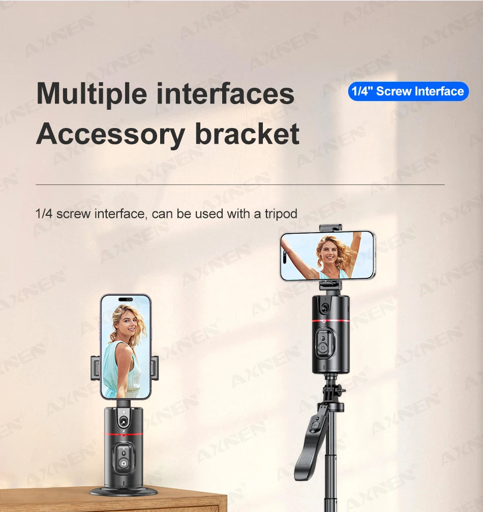 P02 360 Rotation Follow-up Gimbal Stabilizer Monopod Desktop Tracking Gimbal with Remote for Phone Live Photography