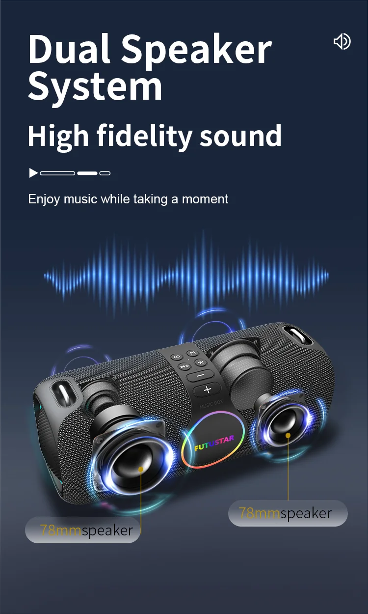 Outdoor portable wireless Bluetooth speaker 120W high-power karaoke speaker RGB subwoofer TWS/TF/AUX party karaoke speaker