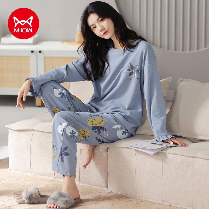Women’s 2-Piece Pajama Set – Long Sleeve Top & Pants, Loose & Comfortable Winter Loungewear