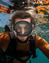 Oval Diving Mask Spearfishing Mask Classic Retro-Style Panoramic Wide View Scuba Goggles Tempered Glass Lens for Adults