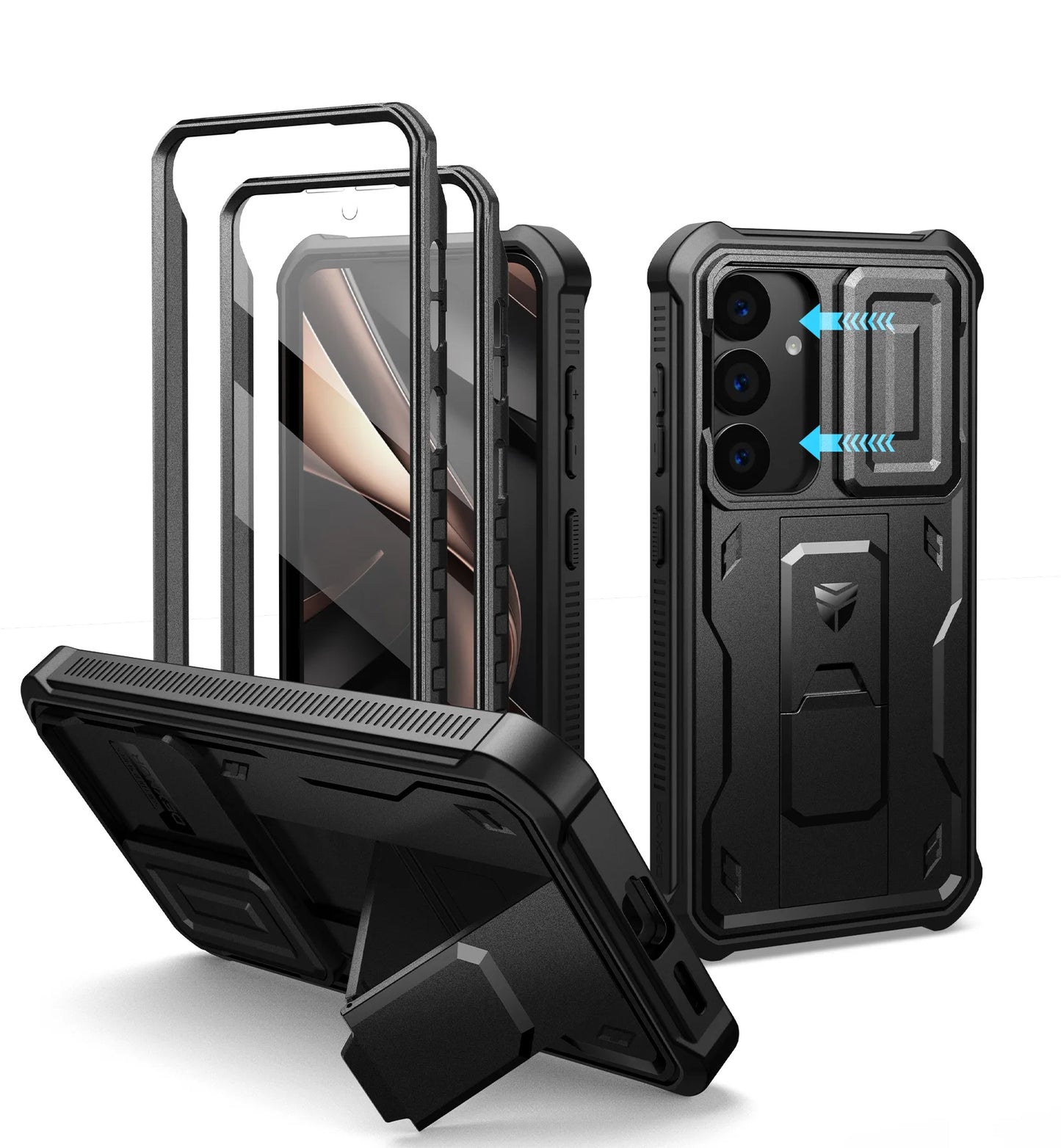 for Samsung Galaxy S25 Case holder Heavy-Duty Shockproof Rugged Case with Built-in Slide Camera Cover & Screen Protector