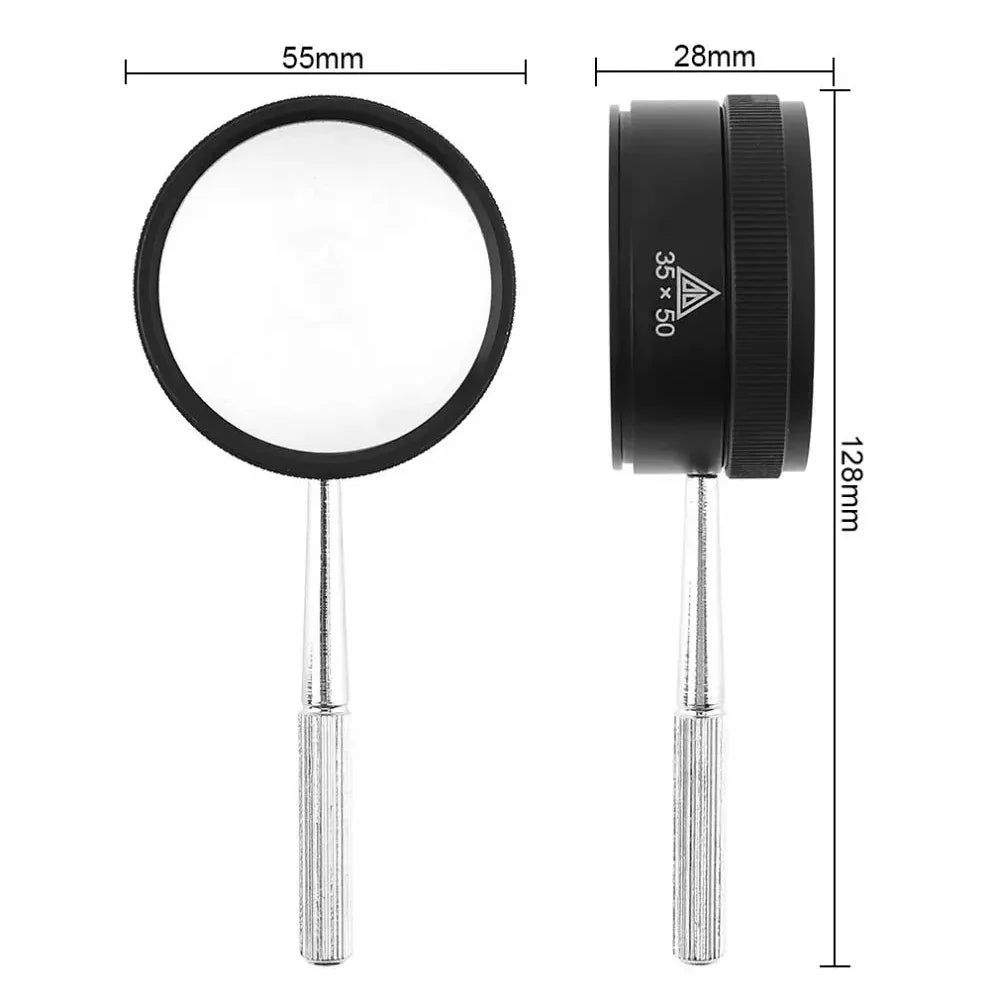 35X Handheld Magnifier Metal Optical Glass with Detachable Handle