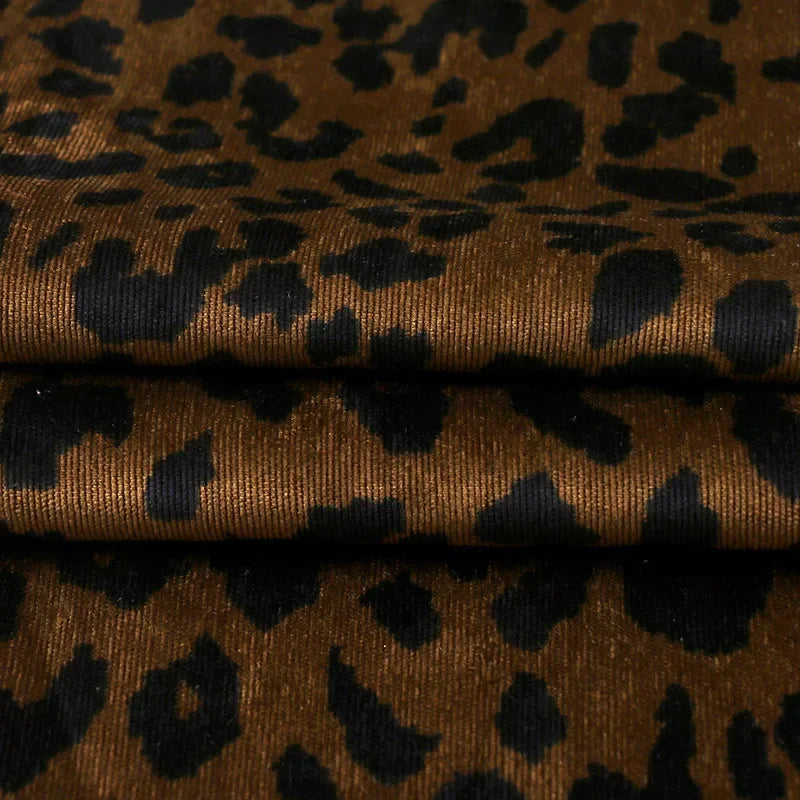 Leopard print Corduroy fabric Camouflage corduroy print cloth Polyester clothing DIY dress handmade Sewing quilting Leopardprint
