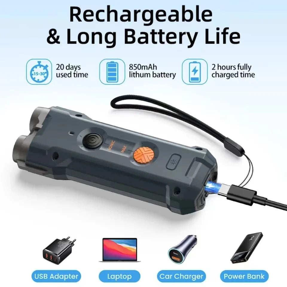 2 In 1 Training & Anti Barking Device Ultrasonic Dog Repeller With Flashlight Stop Attack Rechargeable Anti Dog Bark Deterrent