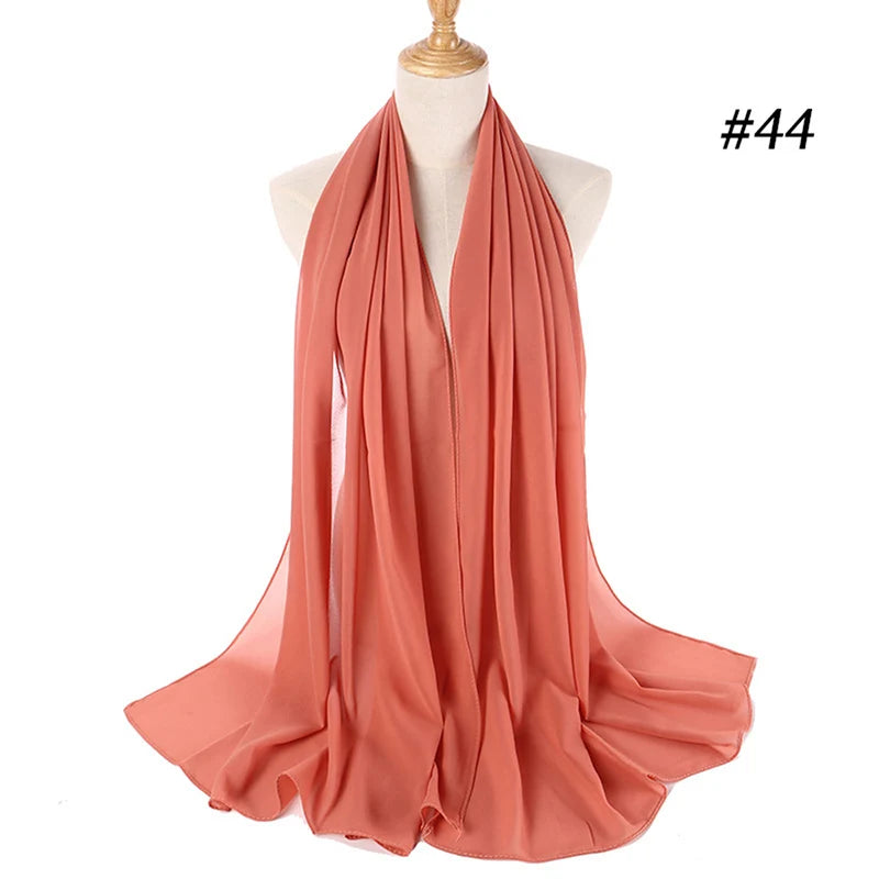 Muslim Chiffon Hijab Women Bubble Chiffon Scarf For Women Ladies Veil Muslim Islam Solid Color Malaysia Wrap Scarves