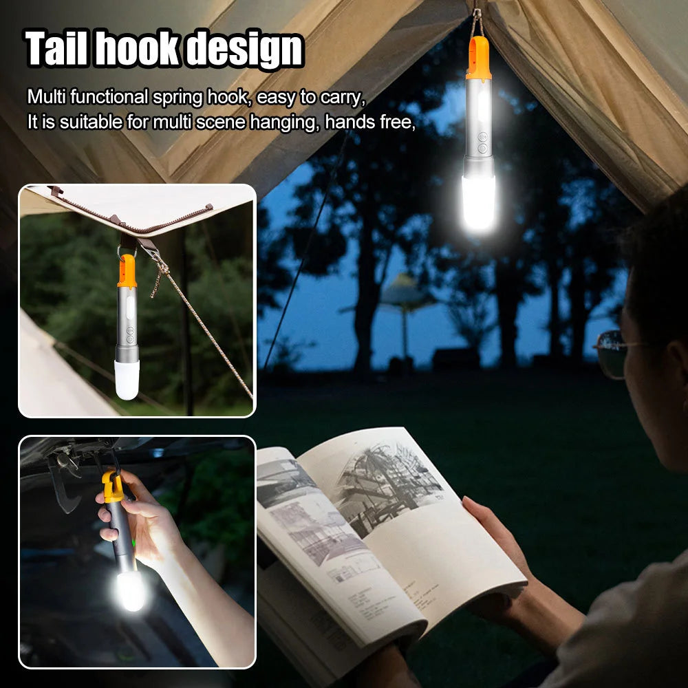 12W Zoom Rechargeable LED Flashlight With Red Green Blue And White Light