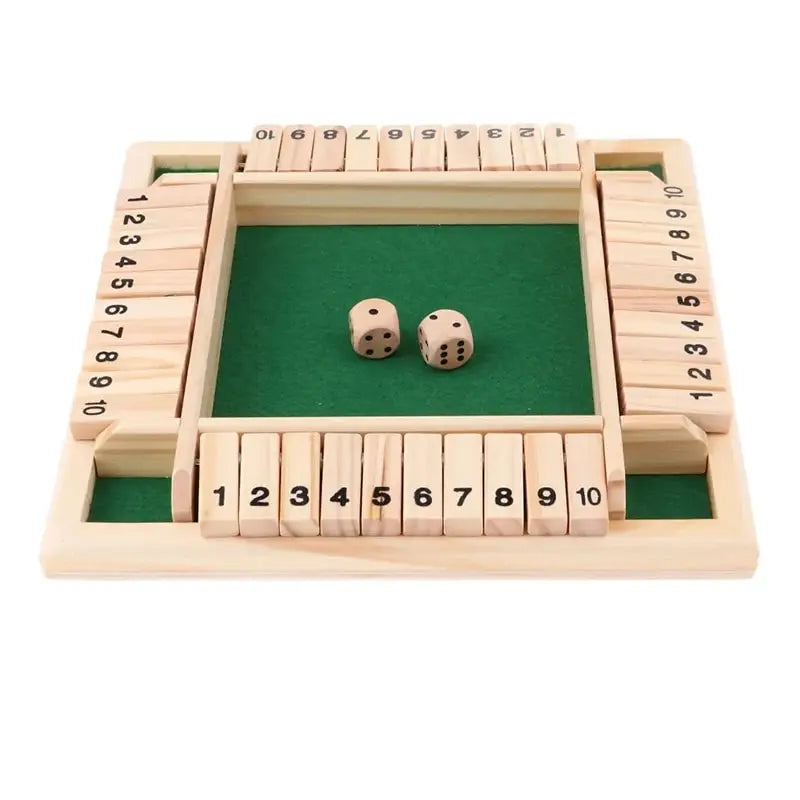 Wooden Four Sided Shut the Box Number Dice Board Game
