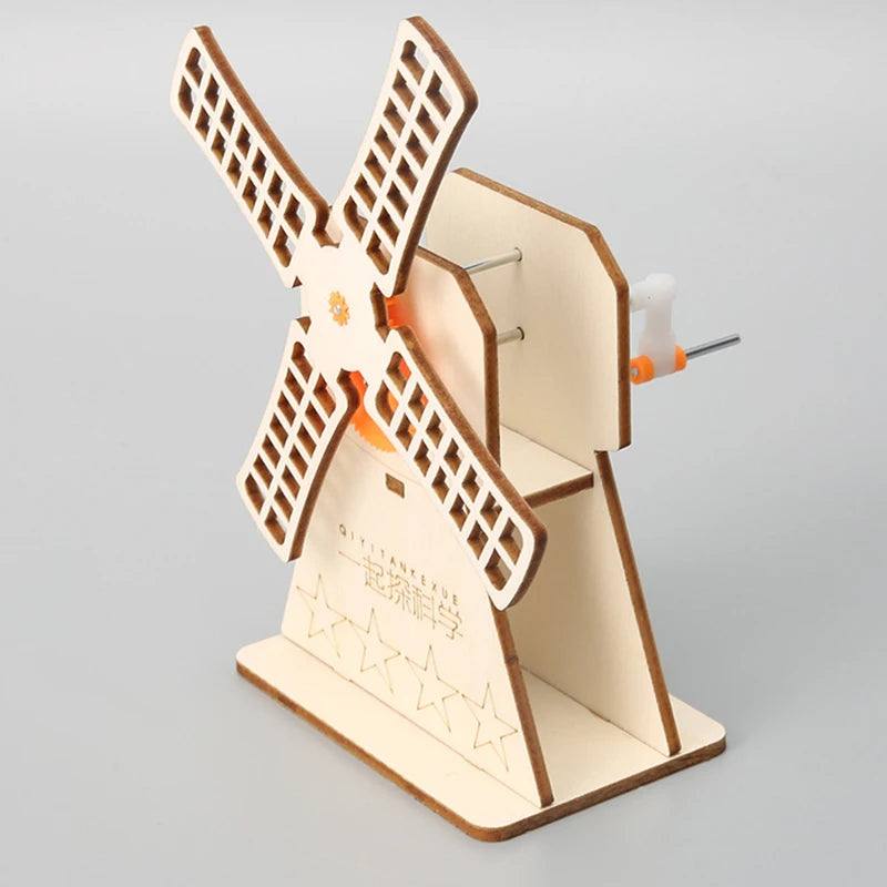 3D Wooden Puzzle DIY Physical Model Science Experiment Educational Toy Password Box Grain Fan Assembly Model DIY Decoration Gift