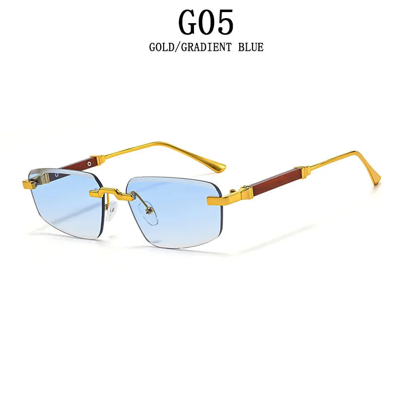 Rimless Wooden Sunglasses With UV400 Protection