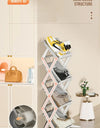 Foldable Shoe Rack Narrow Shoe Organizer Adjustable Shoe Shelf Space Saving Simple Installation-Free Standing Shoe Rack