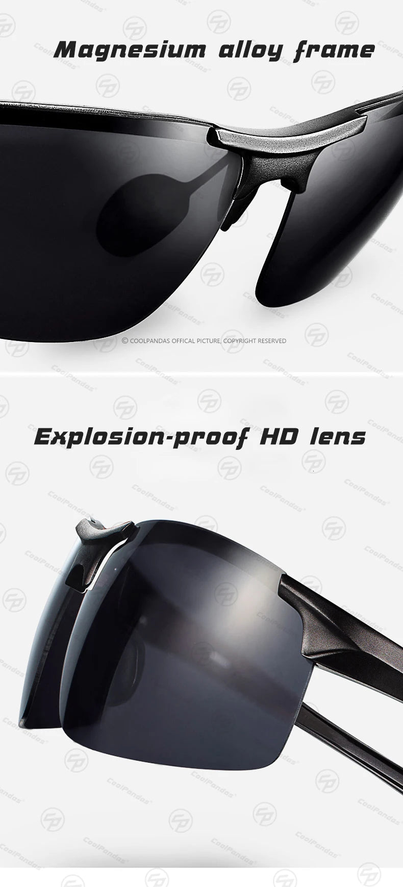 Aluminum Polarized Sunglasses UV400 Anti-Glare Driving Glasses Outdoor Rectangle Shades for Men