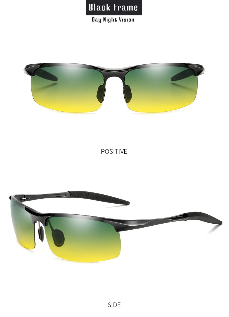 Aluminum Frame Photochromic Polarized UV400 Day Night Driving Safety Sunglasses for Men