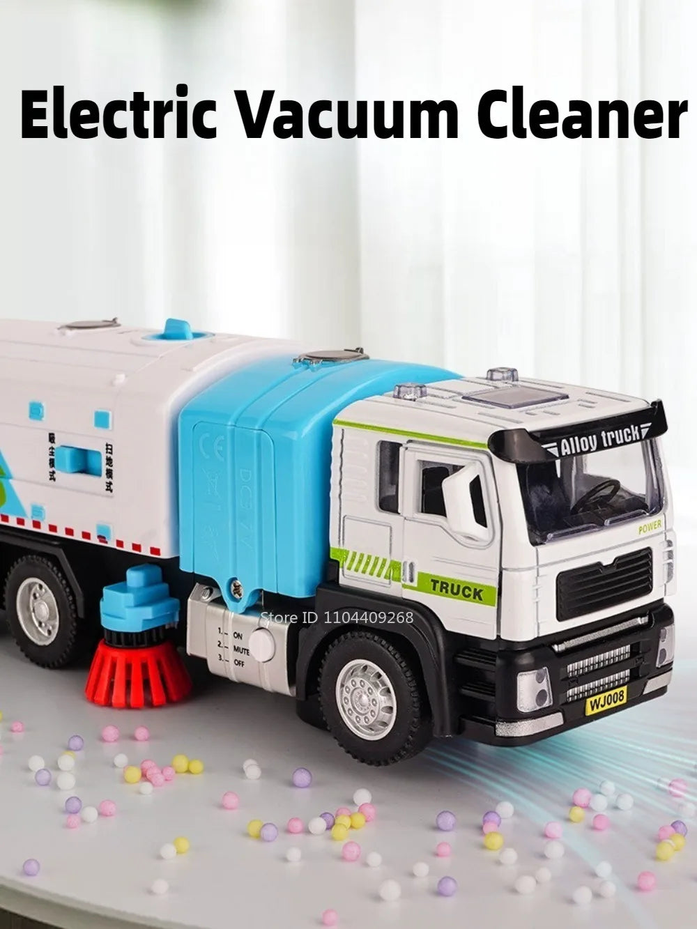 1:50 Electric Vacuum Cleaner Sweeper Garbage Truck Model Toy Alloy Diecast Light Sound Engineering Vehicle Gifts for