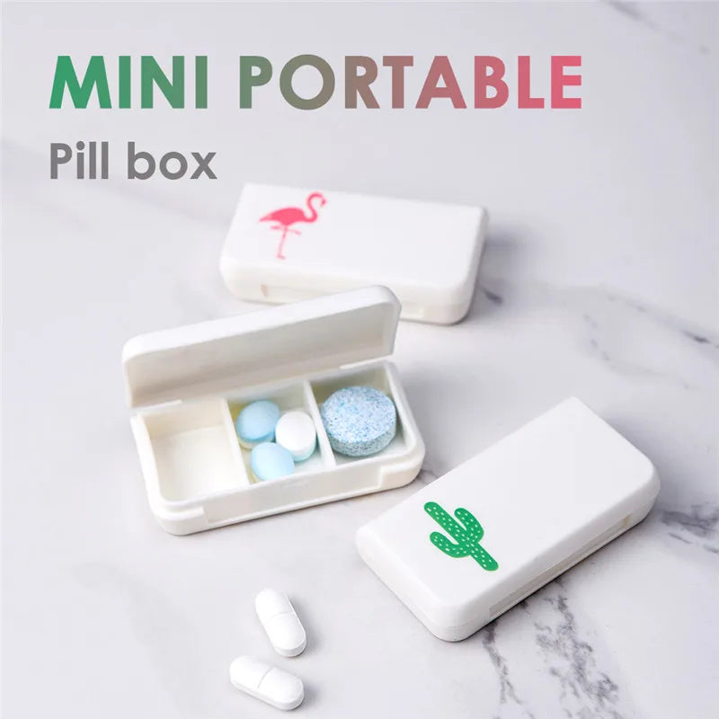 Pill Box Mini Pill Case 3 Grids Tablet Pill Organizer Case Dispenser Travel Tablet Holder Container Medicine Drug Storage Box