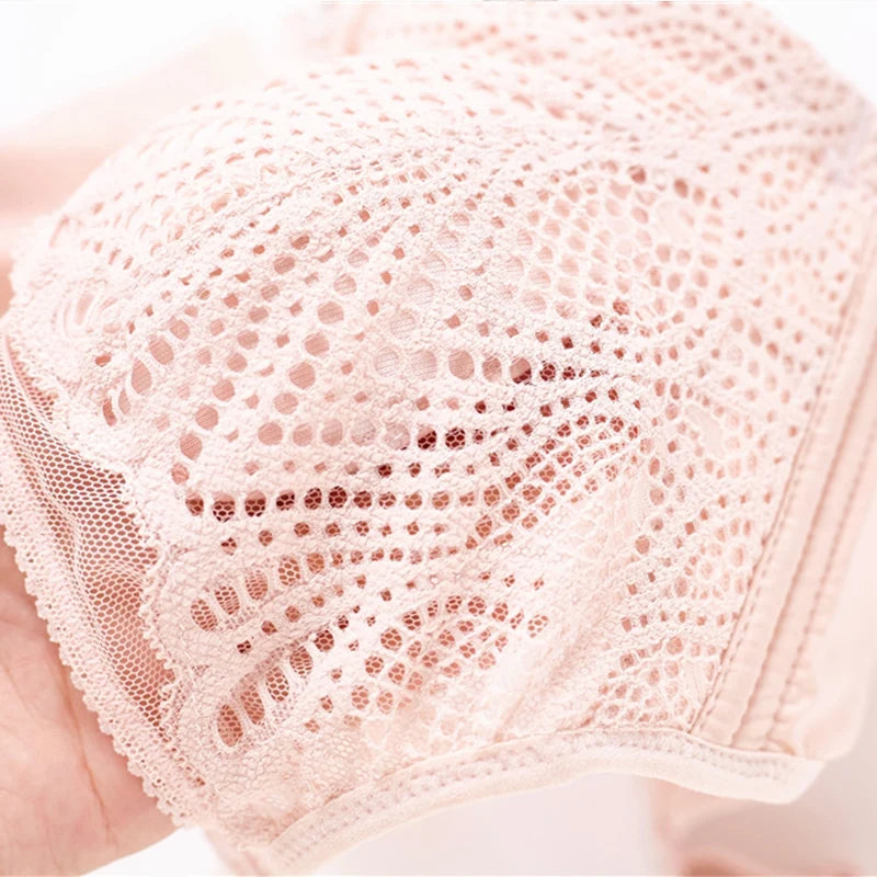 Women’s Lace Transparent Rabbit Ears Bra – Soft, Wire-Free Push-Up with Adjustable Straps