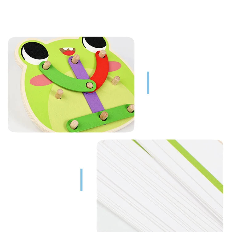 Wooden Geometric Pegboard Construction and Pattern Puzzle Set