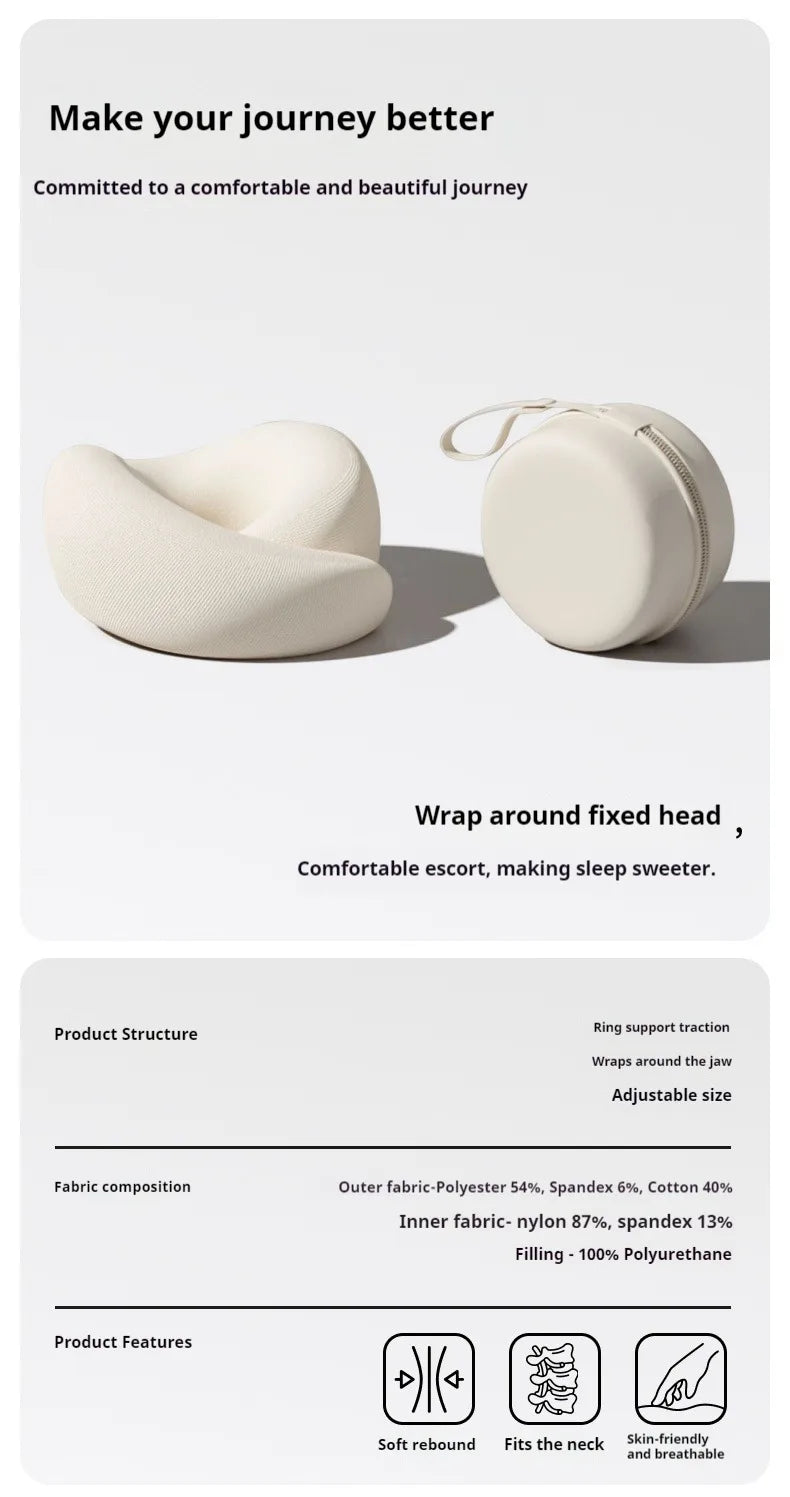 U-Shaped Neck Pillow Neck Support Slow Rebound Adjustable Travel Neck Pillow Washable Memory Foam Sleep Nap Pillows Travel Use
