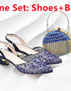 African Wedding Shoes and Bag Set with Rhinestone Italian Design Shoes with Matching Bags Nigerian Lady Party Pumps