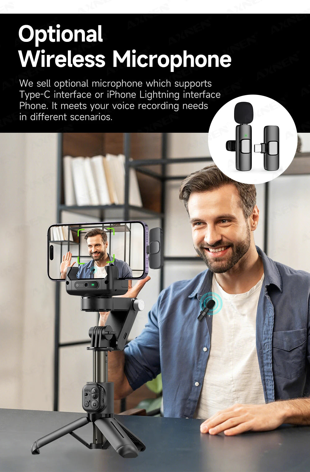 Q19 AI Desktop Gimbal Stabilizer 360 Rotation Auto Face Tracking Mobile Phone Handheld Anti-shake Selfie with Fill Light